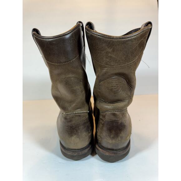 12 D Chippewa Brown Leather Steel Toe Work Boots Slip On Logger Made In USA - Picture 14 of 16